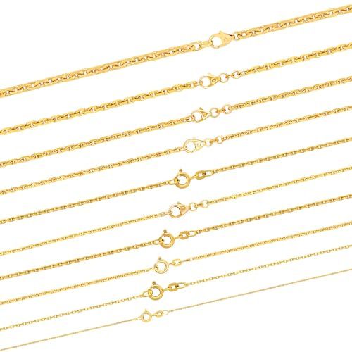 hoplo holzenplotz Ankerkette diamantiert Halskette - 750-18 Karat Gold, Länge:36 cm, Kette_Breite:1.3 mm