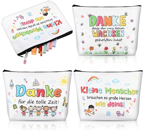 Otuuz 3 Stück Erzieherin Geschenk Abschiedsgeschenk Kosmetiktasche | Dankeschön Geschenk für Lehrerin Kindergarten Federmäppchen Make-Up Taschen für Erzieherin Erzieher Kita