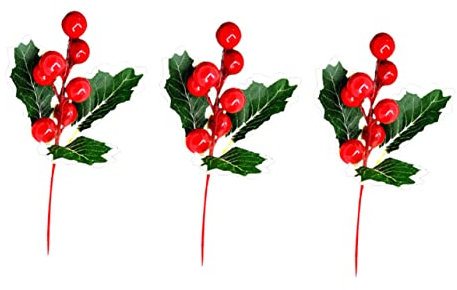 FUNOMOCYA 3 Künstliche Kirschzweige Weihnachtsdeko DIY-zubehör Weihnachtsbaumschmuck Beerenzweige Fotodekoration Für Hochzeiten Und Feiern