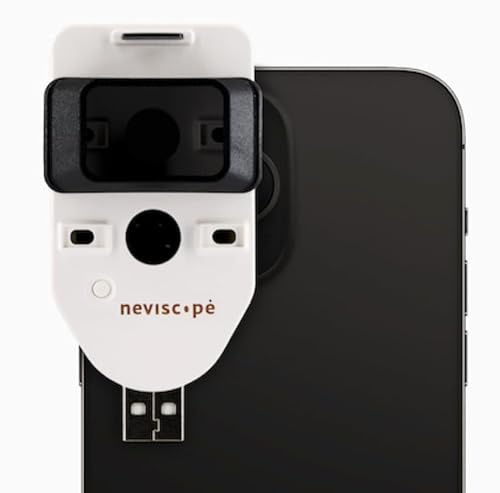 Neviscope Telefonmikroskop-Dermatoskop mit Objektiv/LED-Licht, 100 x Kameraaufsatz mit Universalclip für die meisten iPhone/Android-Telefone Kinder und Erwachsene
