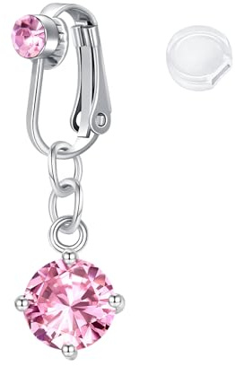 Briana Williams Fake Bauchnabelpiercing Klemme Ring Hoop Clips On Bauchnabel mit Anhänger Herz Schmetterling Zirkon Kein Piercing