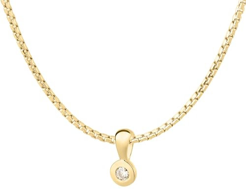 Ardeo Aurum Damen Schmuck-Set aus 585 Gold Gelbgold mit 0,07 ct Diamant Brillant Solitär Anhänger Venezianerkette 375 Gold 50 cm