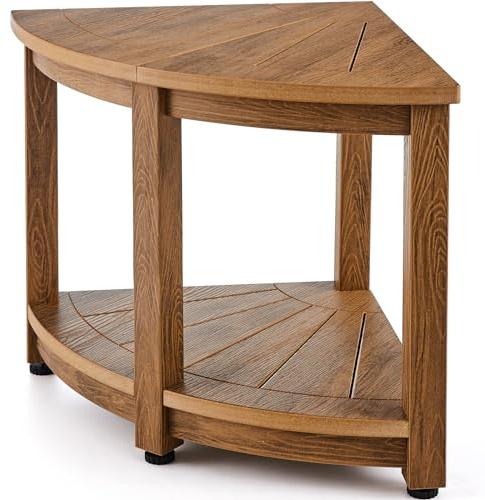 VEVOR Hörn duschbänk med förvaringshylla, 450 x 450 x 470 mm, syntetisk träkornpolystyren, vattentät, duschpall för inomhus- och utomhusbruk