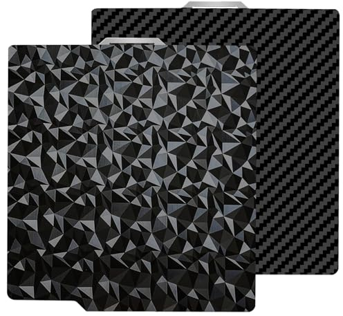 HIKUDIY 257x257mm PET PEO Doppelseitige Bauplatte für Bambu Lab P2S//X1C/X1/X1E/P1P/P1S/A1, Glatte Diamant PEO+Kohlenstofffaser PET Federstahlblech Platte für Bambu Labs 3D Drucker
