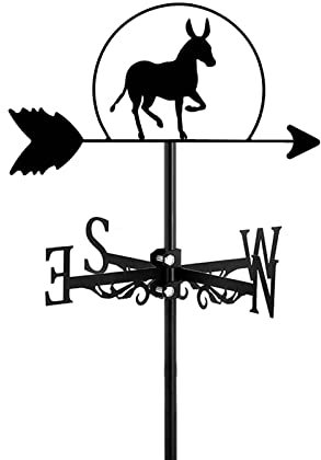 Wetterhahn in Form eines Esels, Vintage-Wetterfahnen-Richtungsanzeiger für die Dekoration von Gartendächern im Freien auf Koppeln mit Montagehalterung, Bronze, Esel~A