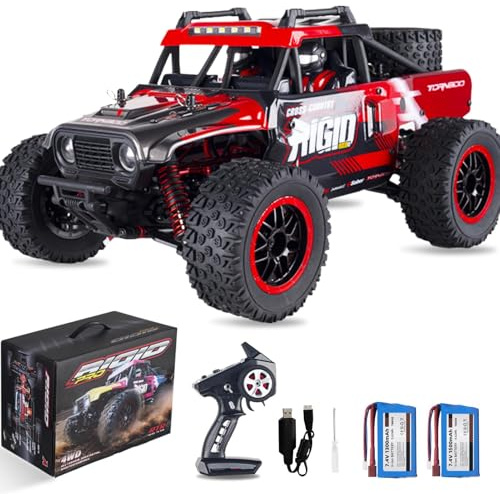 Yidedraw RC Cars 1:14 Remote Control Car 50 KMH Fast RC Truck for Kids Adults Boys 2.4 GHz All Terrains 4WD RC Dune Buggy Off-Road RC Monster Truck Short Course Car with 2 Batteries (Red)