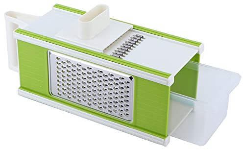 Portable Kitchen Shredding Machine 5 in Multifunctional Vegetable Grater with Peeler Green and White,ABS and Stainless Steel 23.5x10.5x10.5cm