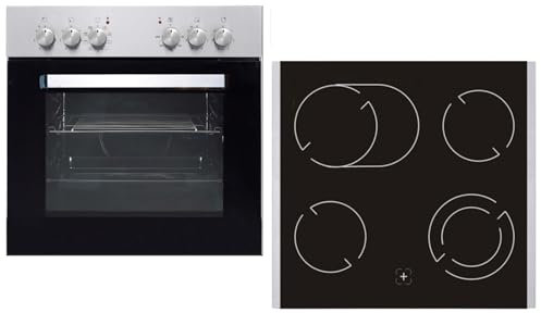 PKM Einbauherdset Glaskeramik Elektro Herd Set KH BIC7 2KB GK IX 2 schwarz silber mit Bräterzone