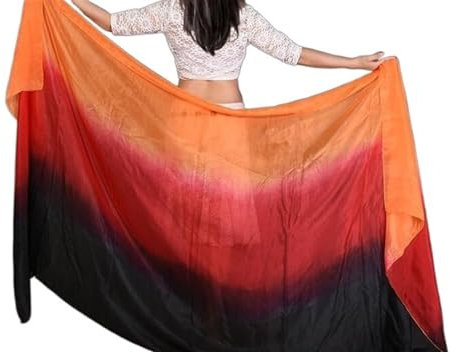 AMEEDA Seide Bauchtanz Schleier Rainbow Gradent Damen Bauchtanz Seidenschleier Bauchtanz Zubehör 250 cm 270 cm(Color 24,270x114cm)