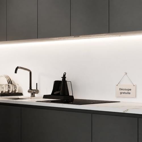 WALLando Premium Küchenrückwand, individueller Größenzuschnitt | Einfach zu montierende PVC-Wandverkleidung für die Küche – Hitzebeständiger Spritzschutz aus Kunststoffplatten – Weiß