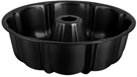 E-far 10 Inch Non-stick Cake Pan, Heavy Duty Carbon Steel Tube Fluted Round Baking Pan,Buntz Pound Cake Pan Mold,Tube Bakeware, Easy Release & Easy to Clean, 10 Cup, Black