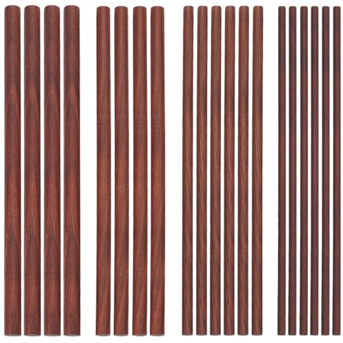 OLYCRFAT - 20 varillas de madera de nogal de 4 tamaños, 25 cm de largo, varillas de madera de 6/8/10/12 mm de diámetro, varillas redondas sin terminar, bloques de tallado de madera para modelos,