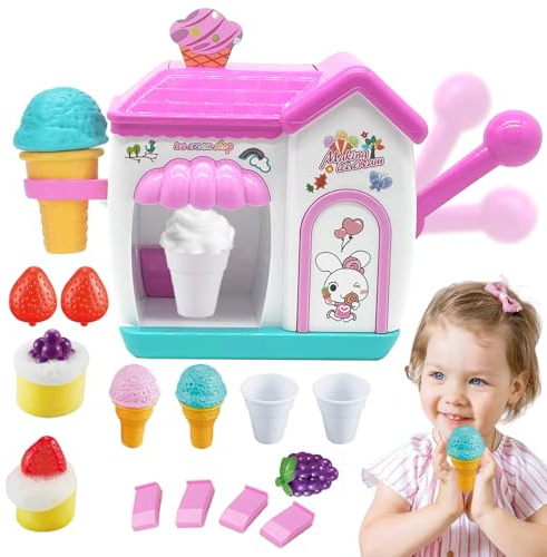 Bubble Bath Toys for Toddlers 1-5 Years - Ice Cream Foam Maker & Bubble Machine for Bathtub, Pretend Play Water Toys for Kids Ages 3-8, Christmas Birthday Gifts for Girls & Boys