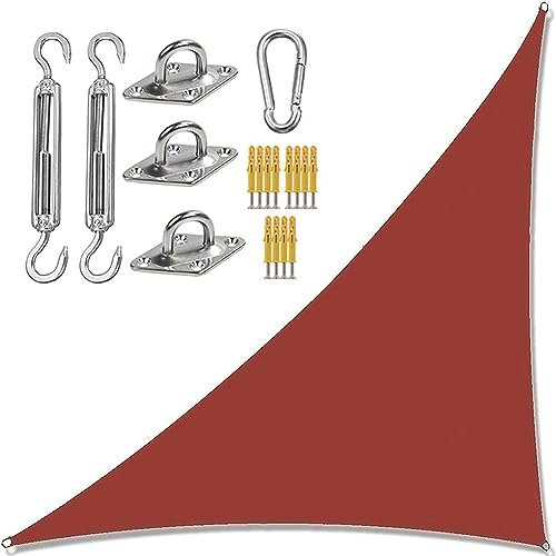 Waterproof UV Block Triangle Sun Shade Sail Canopy for Garden Rust Red 3m x 3m x 4m Outdoor Sunshade Awning with High Sun Protection