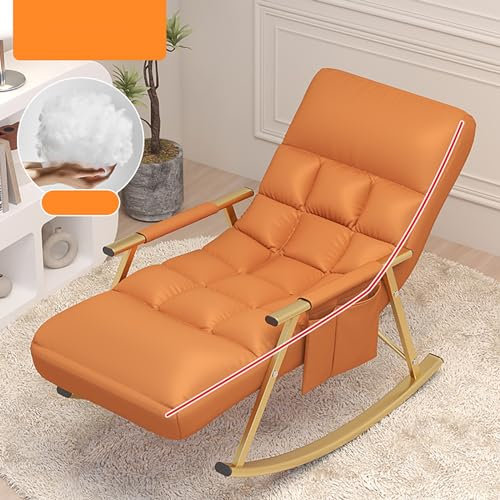 Gepolsterter Zero Gravity Stuhl, Schaukelliege, Sofa für Terrasse, Garten oder Wohnzimmer, bequemer, verstellbarer Loungesessel für den Außen- und Innenbereich (Orange)