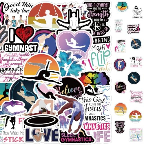 100 Piezas De Pegatinas De Gimnasia, Gymnastics Impermeable Vinilo Pegatina | Gimnasia Deportiva Stickers, para Laptop, Maleta, Monopatín, Botella Agua, Móvil, Auto, Monopatín, Guitarra