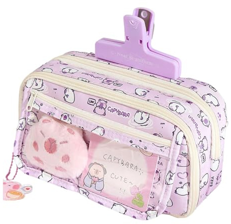 Huehkir Capybara Pencil Case, Großer Capybara Federmäppchen, Niedliche Federmäppchen, Federmäppchen mit Meerschweinchen-Motiv, Großes Fassungsvermögen, ästhetisches Federmäppchen für und Mädchen