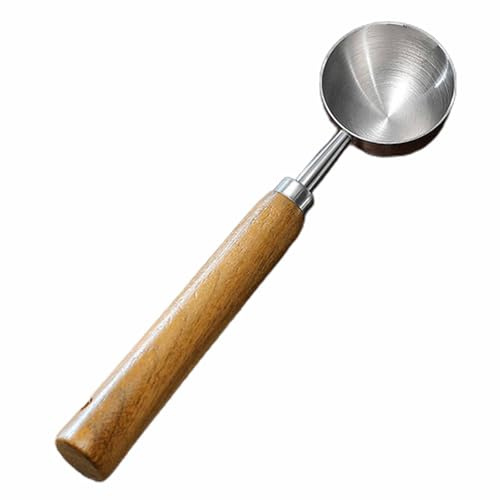 1 PCS Coffee Scoop 15ml Coffee Measuring Scoop Spoon, Stainless Steel Coffee Bean Scoop for Ground Coffee, Tablespoon with Nature Wooden Handle