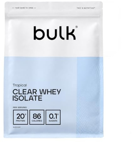 Bulk Clear Whey Isolate, Tropisch | 20 g Protein pro Portion, Wenig Zucker, Erfrischender Fruchtgeschmack, 86 Kalorien, Zieht schnell ein