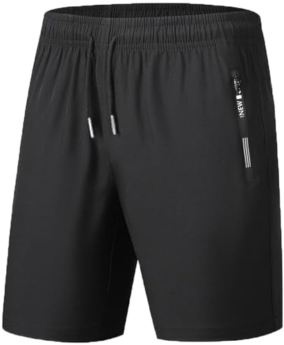 Ahigh Sporthose Herren Kurz, Kurze Hosen Herren mit Zip & elastischem Bund, Sports Shorts Dry fit, Atmungsaktive Trainingshose für Gym,Laufen, Fitness