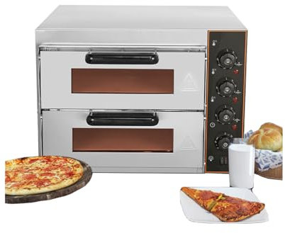 KACBFEE Forno Elettrico per Pizza Commerciale a Doppio Strato da 16 Pollici, Macchina per Pizza in Acciaio Inossidabile da 3000 W, Grande capacità da 40 l, Adatto per ristoranti e Uso Domestico
