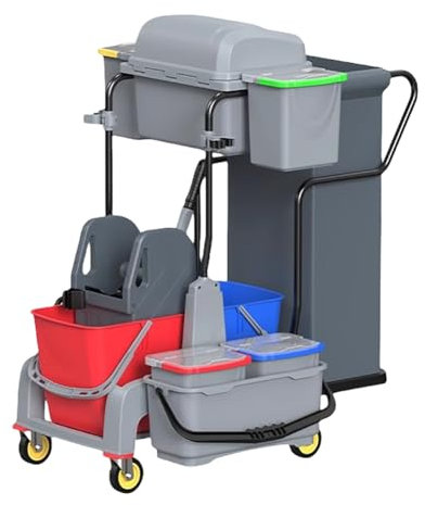 TT-YEC Großer Beweglicher Reinigungswagen, Verdickter Technischer Kunststoff, Hochleistungs-Wäschekorb-Sortierwagen Mit Rollen, Dreistöckiger Servicewagen,H