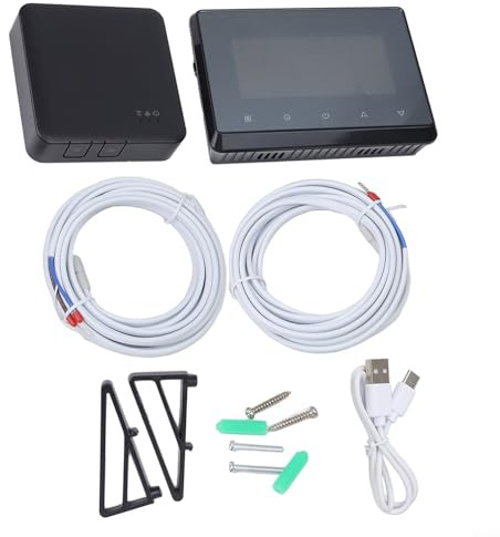 Termostato wireless intelligente con ricevitore RF per una facile gestione della temperatura in qualsiasi ambiente (nero + sensore)