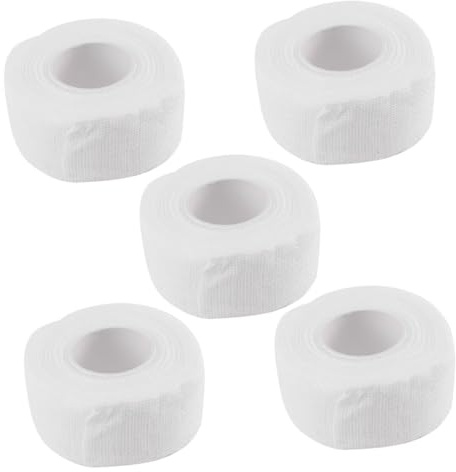 HAMPPLIES 5PCS Self Adhesive Cotton Sports Tape Protective Bandaging for Athletes Comfortable and Durable for Outdoor Activities White
