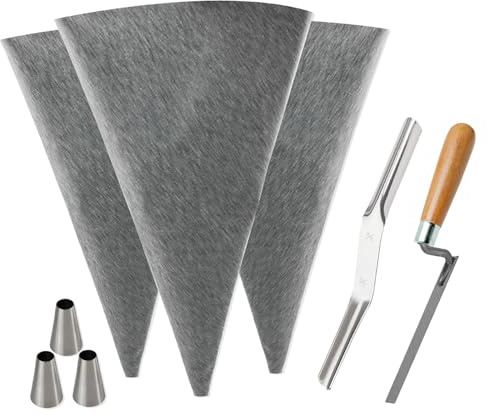 FLCPJGV Bolsa para Aplicar Mortero Y Rejuntado Instrumento de Albañilería con Punta de Precisión para Trabajos en Baldosas Ladrillos Y Superficies de Piedra, Gris, Individual