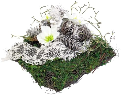 Grabschmuck Reben-Mooskissen mit Engel, wetterfest CreaFlor Home