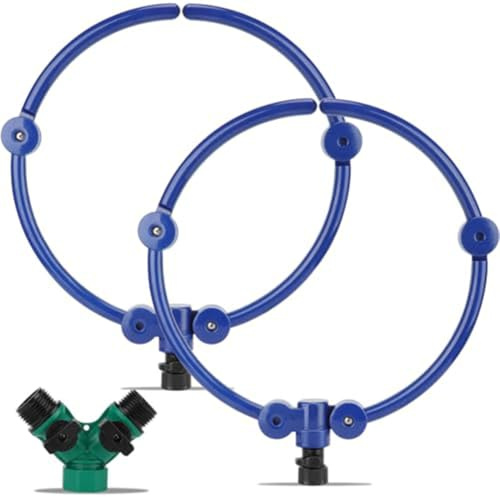 Opatiny Sistema de riego de árboles de 360° con aspersores redondos de 13 pulgadas, anillo de riego de raíz profunda para árboles, flores y arbustos, paquete de 2