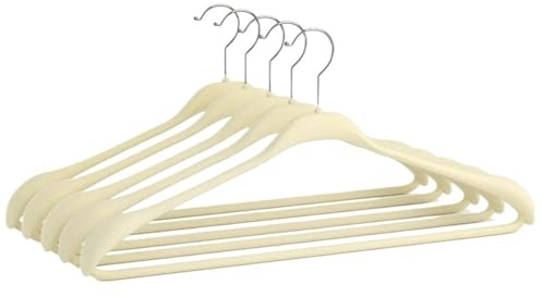 Grucce per abiti Grucce in velluto 5/10 pezzi, appendiabiti in feltro floccato antiscivolo con spalle larghe for armadio, grucce beige for abiti(5PCS)