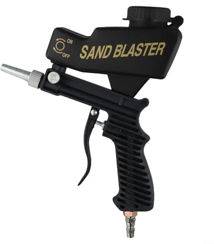 Vidonergy Portable Gravity-Fed Sandblaster Machine for Rust Removal and Polishing, Air Operated with Adjustable Nozzle, Compatible with Pneumatic Compressor – Black Blue(7090B)