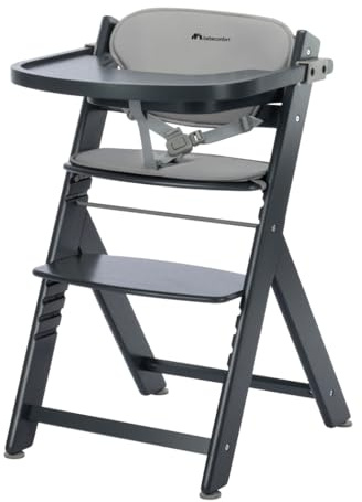 Bebeconfort Timba 2 + Kissen, Mitwachsender Hochstuhl, 6 Monate – 10 Jahre, abnehmbares Tablett, verstellbarer Sitz und Fußstütze, kompatibel mit Timba Baby, Mineral Graphite