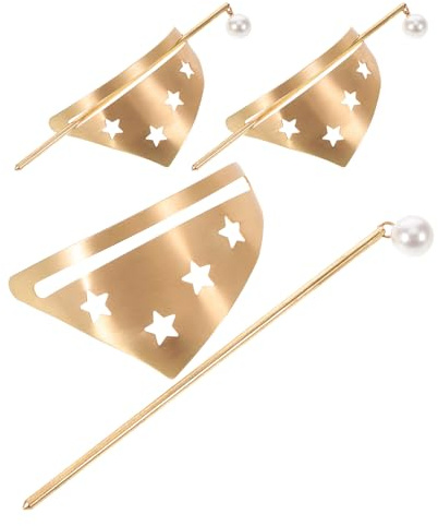LIFKOME 3 Pièces Lot de 3 Épingles à Cheveux en Alliage Métallisé Doré, Design Géométrique Étoile Creuse, Fourchettes à Cheveux Vintage pour Chignons, Accessoires Coiffure Femmes et Filles