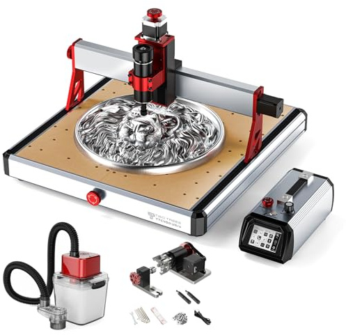 Twotrees TTC450 - Fresatrice CNC Ultra 500 W, aspirazione della polvere M1, asse girevole CNC, con controller touch screen da 3,5 pollici, macchina per incisione CNC per metallo, alluminio, legno