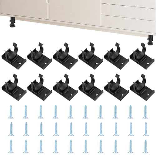 Attache Plinthe Cuisine,12 Stück PlintheCuisine,ClipsPlinthe Cuisine,Clip PlintheCuisine,FixationPlintheCuisine DeCuisine Avec 30 Vis, Durables Clip Pour Pied De Meuble Diamètre 32-42mm