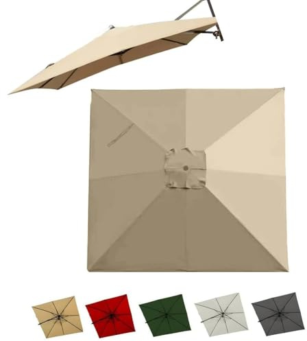 3x3.0m Telo Di Ricambio Per Ombrellone Decentrato, Copertura Di Ricambio Per Parasol Quadrato, Tessuto Per Ombrelloni Da Giardino Mercato(Khaki,4x3.0m/13x9.8ft)