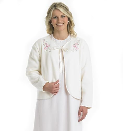 Slenderella Veste de lit en polaire avec liens ruban, ecru, 52-54