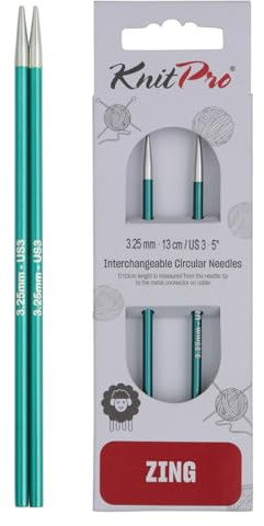 KnitPro Zing utbytbara cirkulära nålar 13 cm (5 tum) | 3,25 mm