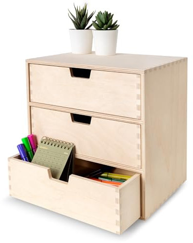 Creative Deco Schubladenbox Schubladenelement | 3 Schubladen | 28,5 x 20 x 28,5 cm (+/- 1 cm) | Mini-Kommode für Kleinigkeiten aus Birken-Sperrholz | Ordnungssystem für Lagerung Decoupage & Dekoration