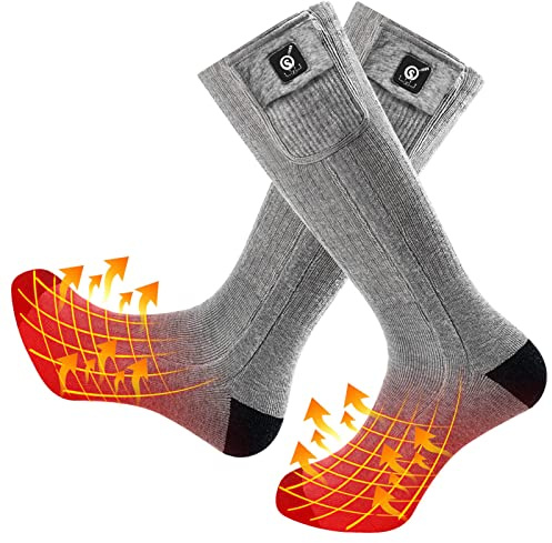 SNOW DEER Upgraded Heated Socks,Electric Rechargeable Battery Heating Socks for Men Women,Winter Ski Hunting Camping Hiking Riding Motorcycle Warm Socks Foot Warmer (M)