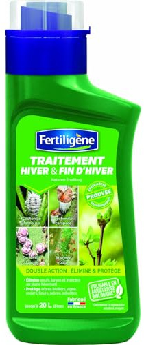 FERTILIGENE FTH400N - Traitement d’Hiver & Fin d'Hiver Concentré UAB 400 ml - Huile végétale de Colza - Contre nombreux insectes (cochenille, araignée rouge, etc.) - Protège les cultures - Pour 200 m²