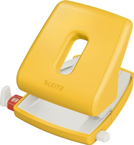 Leitz Locher, Für 30 Blatt, Anschlagschiene mit Formatangaben, Ergonomisches Design, Warmes gelb, Cosy-Serie, 50040019