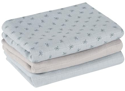 roba organic 3er Windel Set Lil Planet - 80 x 80 cm - Musselin - Textilwindeln aus Bio Baumwolle - GOTS & Oeko-Tex 100 zertifiziert - Hellblau