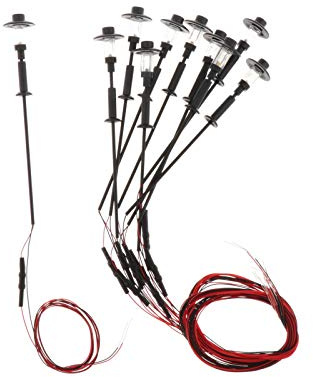 Perfeclan 10 Pcs Straße Lichter Modell Eisenbahn Led Beleuchtung Landschaft Modell Laternenpfahl - 12V Warmweiß,Maßstab 1:100-1:150 - Für Eisenbahn Landschaft, HO/TT N Spur, Garten Diorama