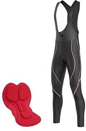 FDX - Mallas de ciclismo para hombre, acolchadas en 3D, térmicas de invierno, con tirantes, transpirables, pantalones de bicicleta cálidos, mallas reflectantes de largo para ciclismo al aire libre