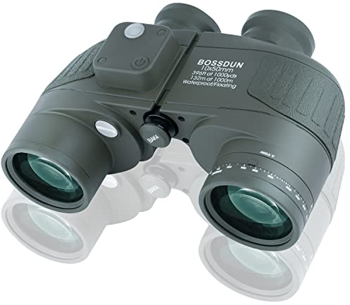 BOSSDUN 10x50 Marine Fernglas,Fernglas mit Nachtsicht Entfernungsmesser und Kompass, für Wassersport-Enthusiasten und Hobbysegler, inklusive Bereitschaftstasche, Staubschutzkappen und Trageriemen