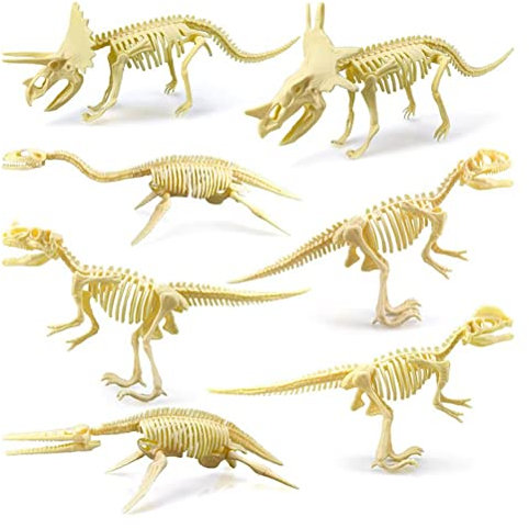 Asarly Dinosaurier Fossil Skelett (7 Stück) Sortierte Figuren Knochen, 8 bis 9 Zoll Bildungsgeschenk Wissenschaftsspiel, Sandgran, Partybegunten, Dekorationen