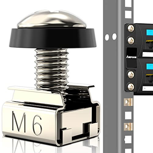 AMPCOM Set di 100 dadi a gabbia M6 × 16 mm, viti di montaggio e rondelle, set metrico per hardware a foro quadrato rack e armadio in acciaio legato nichelato resistente alla corrosione